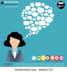 
BusinessLady  -  modern Idea and Concept Vector illustration Business Infographic template with Speech bubble,arrow,Circle, icon.