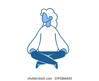 Businesslady sitting in lotus pose. Freelance, business and communication. Flat vector illustration. Isolated on white background.