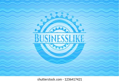 Businesslike light blue water style badge.
