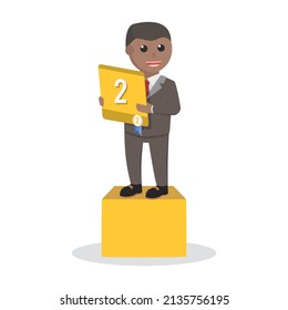 businessman 2nd runner up in podium design character on white background