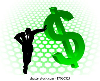 businessman with 3d dollar symbol