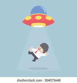 Businessman abducted by Alien spaceship or UFO, VECTOR, EPS10