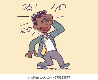 Businessman about to fall, sick and somewhat dizzy