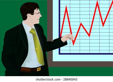 The businessman about the schedule. Vector. Without mesh.