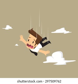 businessman abyss falls, failed in business. vector