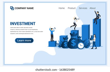 Businessman achieve investment success, financial growth rising up to success, profit income. Can use for web banner, landing page, web template. Modern flat vector illustration