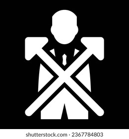 Businessman achieves goals concept. Self development and career growth. Vector icon