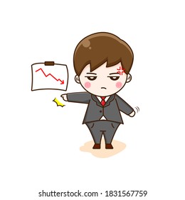 Businessman activities. Vector illustration of cute chibi character isolated on white background.
