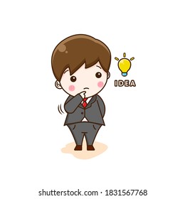 Businessman activities. Vector illustration of cute chibi character isolated on white background.