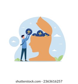 Businessman add positive thoughts to people. Think positively business concept vector