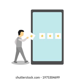 Businessman adding pin code or password to lock his mobile phone. Mobile security, screen locking, password setting concept