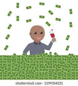 businessman african bald rich design character on white background