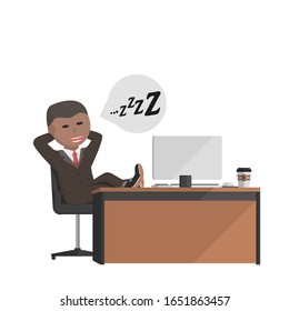 businessman african being lazy to work