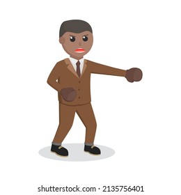 businessman african boxing design character on white background