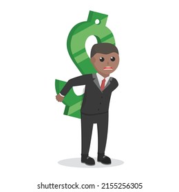 businessman african carrying the gold dollars design character on white background