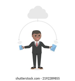 businessman african gadget connection design character on white background