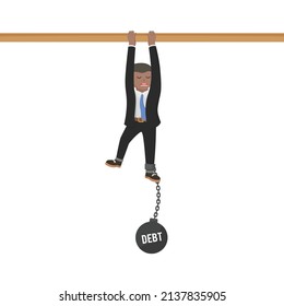businessman african hanging with debt burden design character on white background