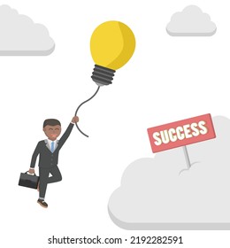 businessman african idea bring to success cloud design character on white background