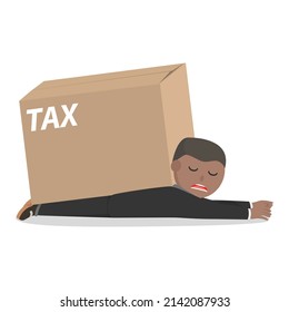 businessman african load the tax box design character on white background