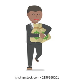 businessman african pick up the money design character on white background
