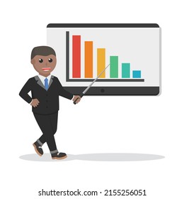 businessman african presentation company bar chart design character on white background