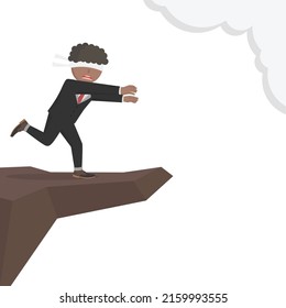 businessman african run to the edge design character on white background