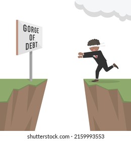 businessman african run to gorge of debt design character on white background