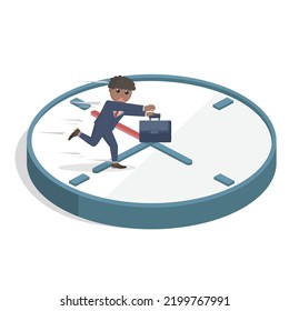 businessman african stuck in the time clock design character on white background