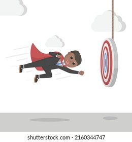 businessman african super punch the target design character on white background