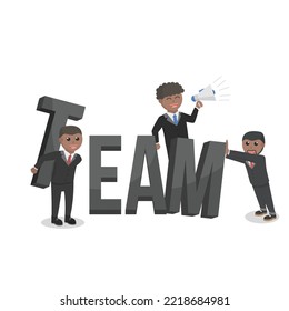 businessman african team work together with text