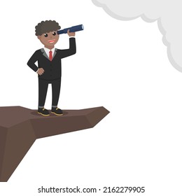 businessman african telescoped on the edge design character on white background