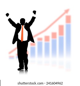 businessman against the economic schedule with loss of sharpness of a background