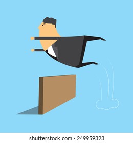 Businessman aggressive over Hurdle.