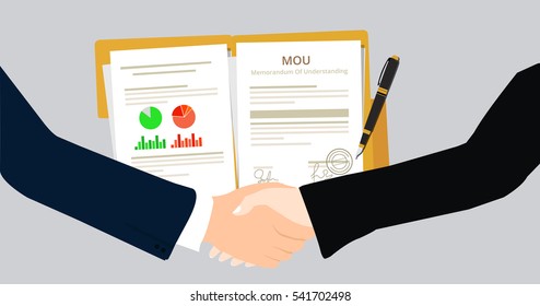 Businessman agreement to collaboration after the signature of the legal document mou Memorandum Of Understanding