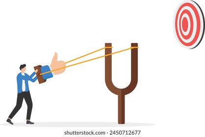 Businessman aiming like icon with a slingshot to target-Social media marketing concept

 svg