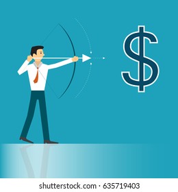 businessman is aiming to success financially united states dollars. business concept illustration.