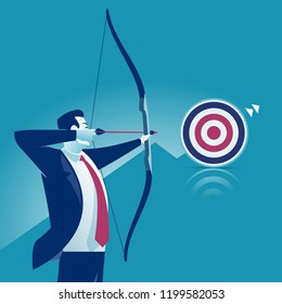 Businessman aiming the target. Concept business vector illustration.