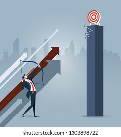 Businessman aiming the target. Concept business vector