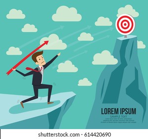 Businessman aiming target. Concept business vector illustration
