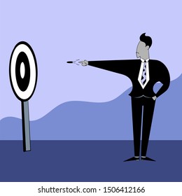 a businessman aiming target, design illustration for business purpose