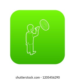 Businessman aiming at target icon green vector isolated on white background