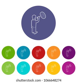 Businessman aiming at target icons color set vector for any web design on white background