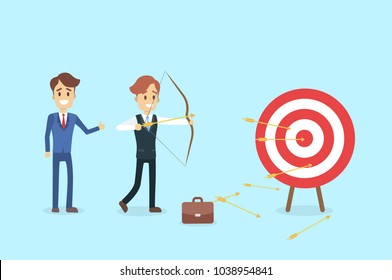 Businessman Aiming Target Shooting Arrow Stock Vector (Royalty Free ...