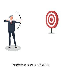Businessman aiming target. in white background. Illustration Vector Template