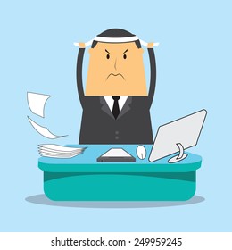businessman alertness hard work sitting on desk