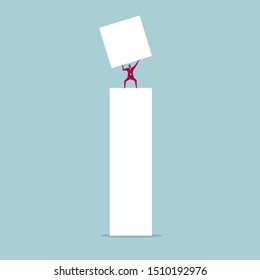 Businessman and alphabet design. Isolated on blue background.