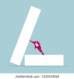 Businessman and alphabet design. Isolated on blue background.