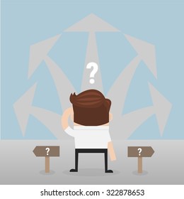 Businessman with the alternative choice. flat design. vector