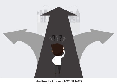 Businessman with the alternative choice. Where to go.