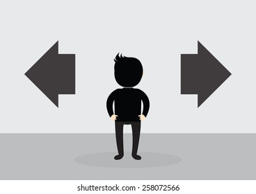 Businessman with the alternative choice. Where to go.
